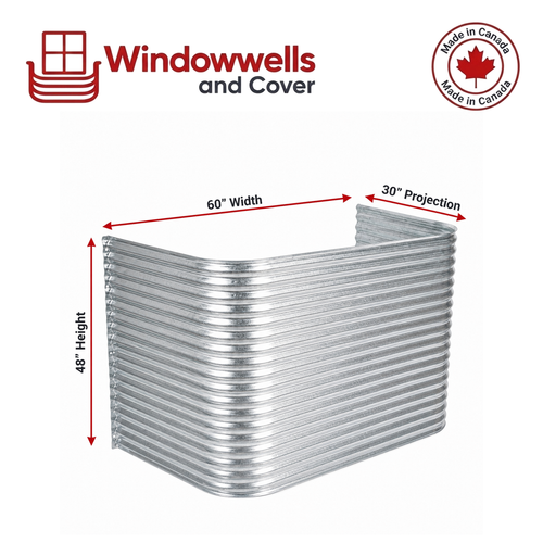 60″ W × 30″ P × 48″ H Galvanized Steel Window Well