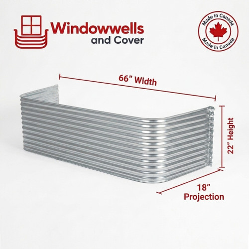 66″ W × 18″ P × 22″ H Galvanized Steel Window Well