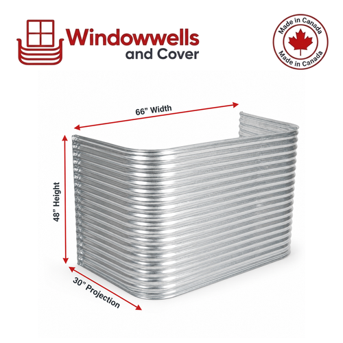 66″ W × 30″ P × 48″ H Galvanized Steel Window Well