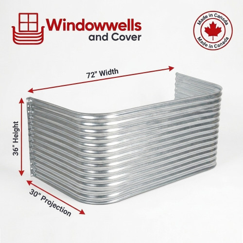 72″ W × 30″ P × 36″ H Galvanized Steel Window Well