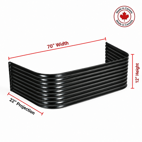 70″ W × 22″ P × 12″ H Powder Coated Window Well — Gloss Black