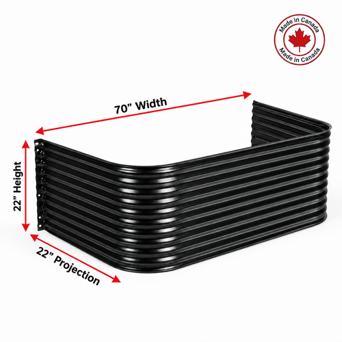 70″ W × 22″ P × 22″ H Powder Coated Window Well — Gloss Black