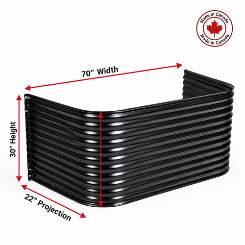 70″ W × 22″ P × 30″ H Powder Coated Window Well — Gloss Black