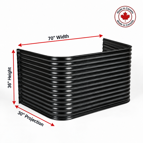 70″ W × 30″ P × 36″ H Powder Coated Window Well — Gloss Black