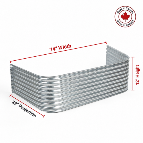 74″ W × 22″ P × 12″ H Galvanized Steel Window Well
