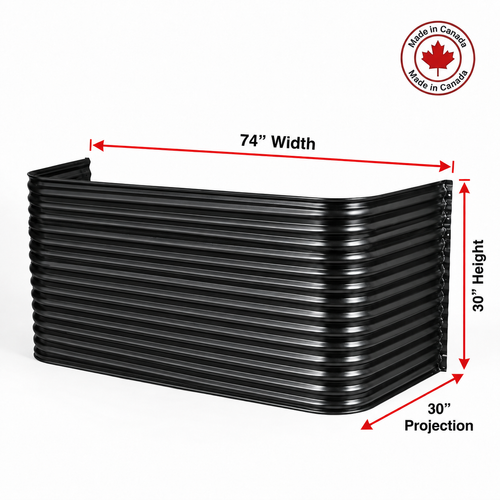 74″ W × 30″ P × 30″ H Powder Coated Window Well — Gloss Black