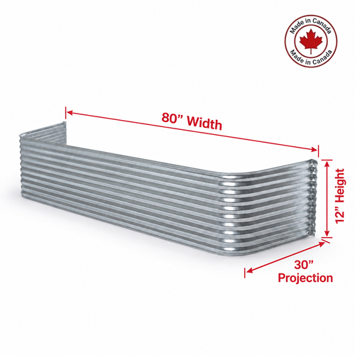 80″ W × 30″ P × 12″ H Galvanized Steel Window Well