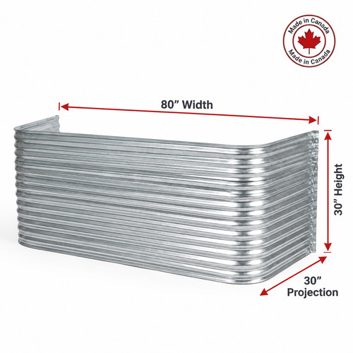 80″ W × 30″ P × 30″ H Galvanized Steel Window Well