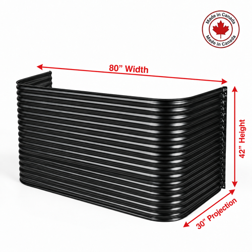 80″ W × 30″ P × 42″ H Powder Coated Window Well — Gloss Black