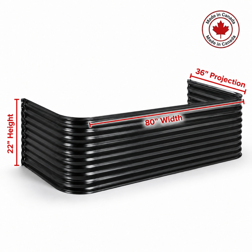 80″ W × 36″ P × 22″ H Powder Coated Window Well — Gloss Black