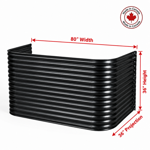 80″ W × 36″ P × 36″ H Powder Coated Window Well — Gloss Black