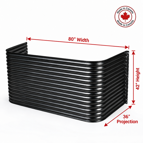 80″ W × 36″ P × 42″ H Powder Coated Window Well — Gloss Black