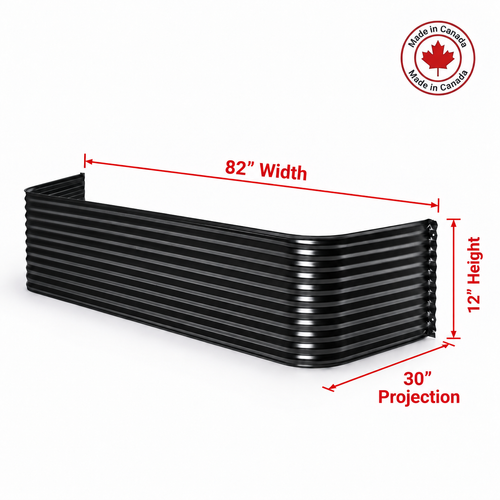 82″ W × 30″ P × 12″ H Powder Coated Window Well — Gloss Black