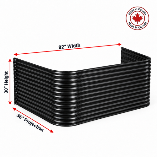 82″ W × 36″ P × 30″ H Powder Coated Window Well — Gloss Black