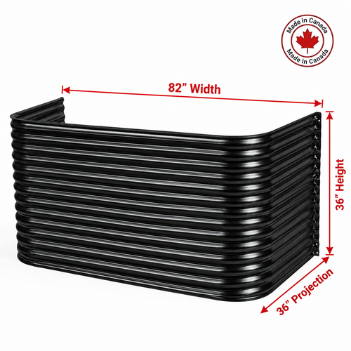 82″ W × 36″ P × 36″ H Powder Coated Window Well — Gloss Black