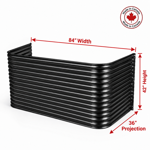 84″ W × 36″ P × 42″ H Powder Coated Window Well — Gloss Black