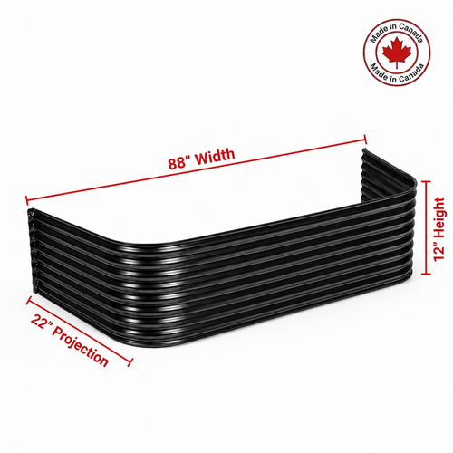 88″ W × 22″ P × 12″ H Powder Coated Window Well — Gloss Black