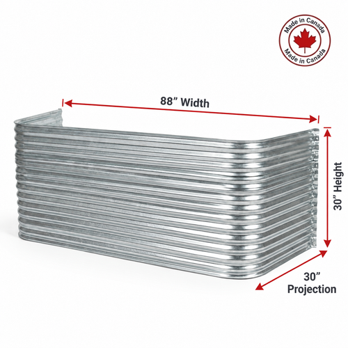 88″ W × 30″ P × 30″ H Galvanized Steel Window Well