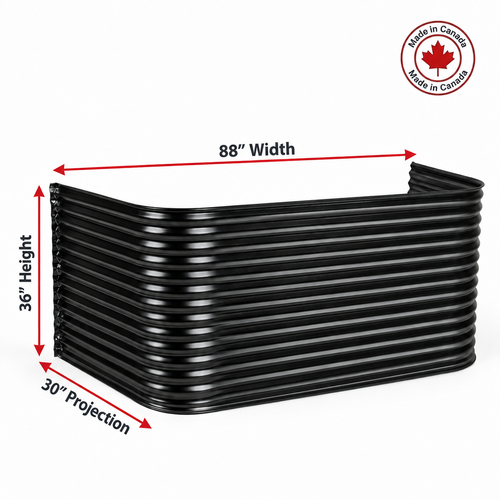 88″ W × 30″ P × 36″ H Powder Coated Window Well — Gloss Black