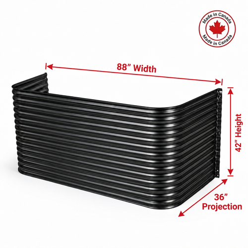 88″ W × 36″ P × 42″ H Powder Coated Window Well — Gloss Black