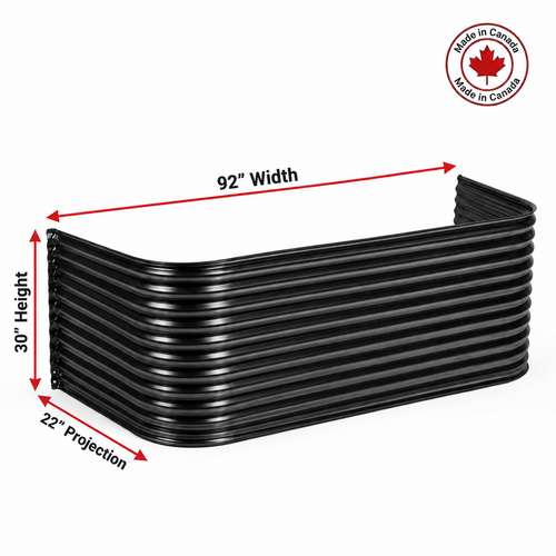 92″ W × 22″ P × 30″ H Powder Coated Window Well — Gloss Black