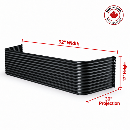 92″ W × 30″ P × 12″ H Powder Coated Window Well — Gloss Black