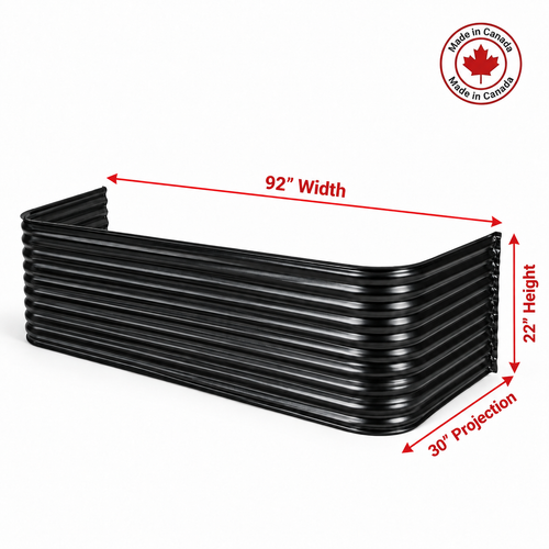 92″ W × 30″ P × 22″ H Powder Coated Window Well — Gloss Black