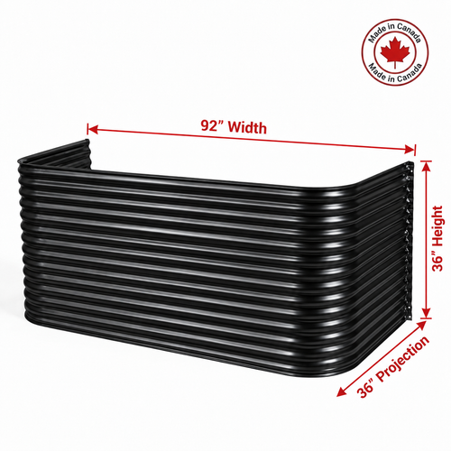 92″ W × 36″ P × 36″ H Powder Coated Window Well — Gloss Black