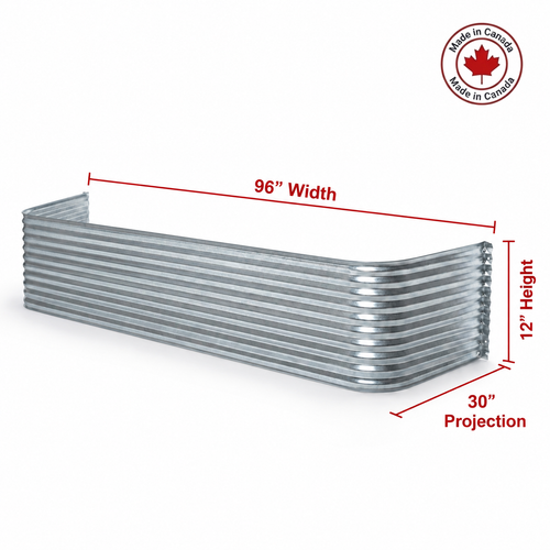 96″ W × 30″ P × 12″ H Galvanized Steel Window Well