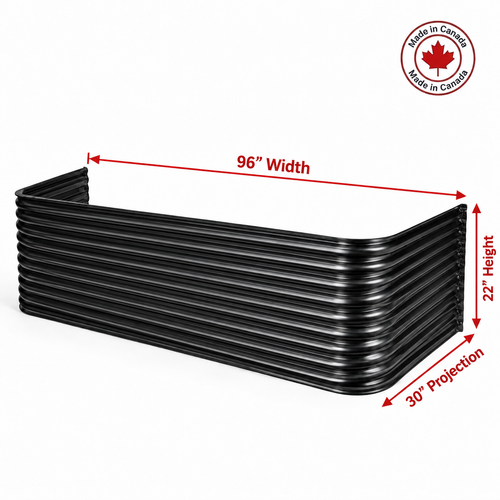 96″ W × 30″ P × 22″ H Powder Coated Window Well — Gloss Black
