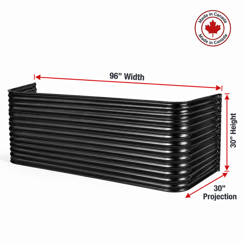 96″ W × 30″ P × 30″ H Powder Coated Window Well — Gloss Black