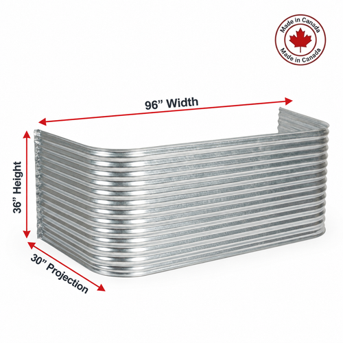 96″ W × 30″ P × 36″ H Galvanized Steel Window Well