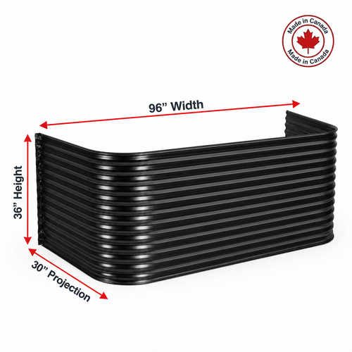 96″ W × 30″ P × 36″ H Powder Coated Window Well — Gloss Black