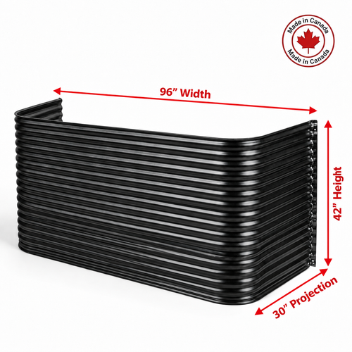 96″ W × 30″ P × 42″ H Powder Coated Window Well — Gloss Black
