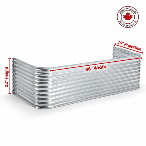 96″ W × 36″ P × 22″ H Galvanized Steel Window Well