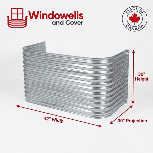 42″ W × 30″ P × 30″ H Galvanized Steel Window Well