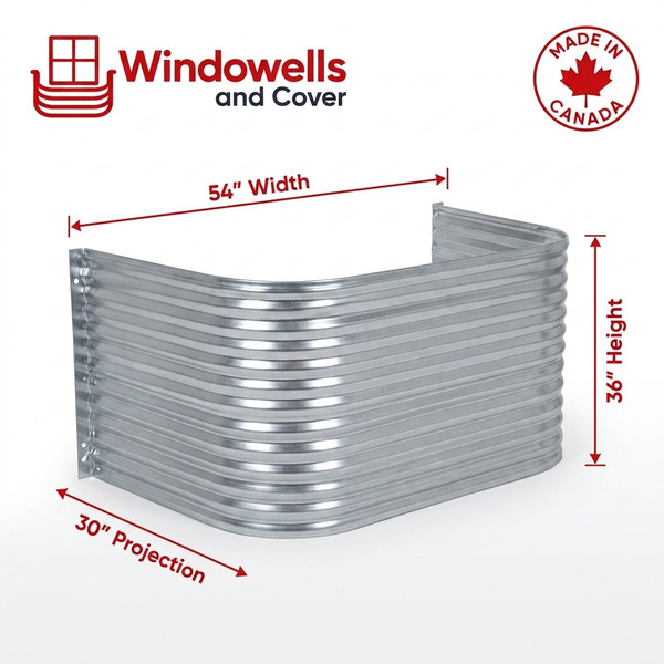 54″ W × 30″ P × 36″ H Galvanized Steel Window Well