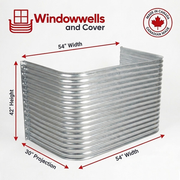 54″ W × 30″ P × 42″ H Galvanized Steel Window Well
