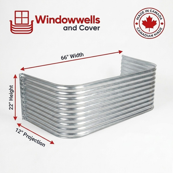 66″ W × 12″ P × 22″ H Galvanized Steel Window Well