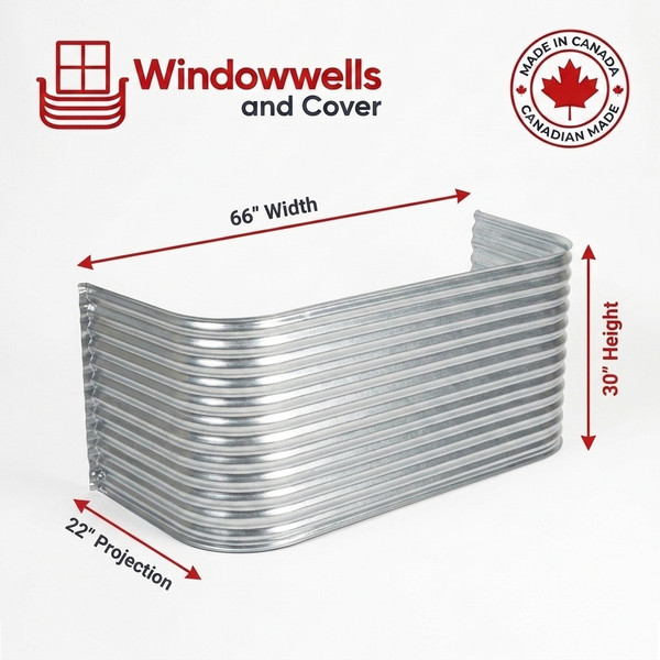 66″ W × 22″ P × 30″ H Galvanized Steel Window Well