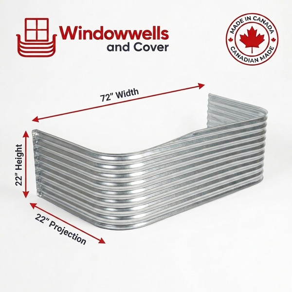 72″ W × 22″ P × 22″ H Galvanized Steel Window Well