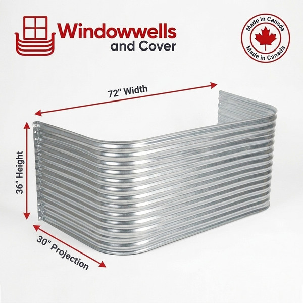 72″ W × 30″ P × 36″ H Galvanized Steel Window Well