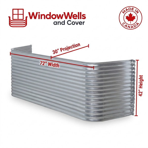 72″ W × 30″ P × 42″ H Galvanized Steel Window Well