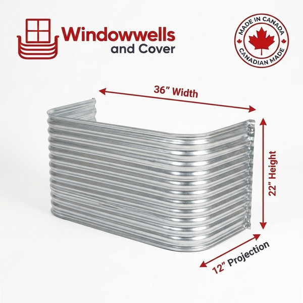 36″ W × 12″ P × 22″ H Galvanized Steel Window Well
