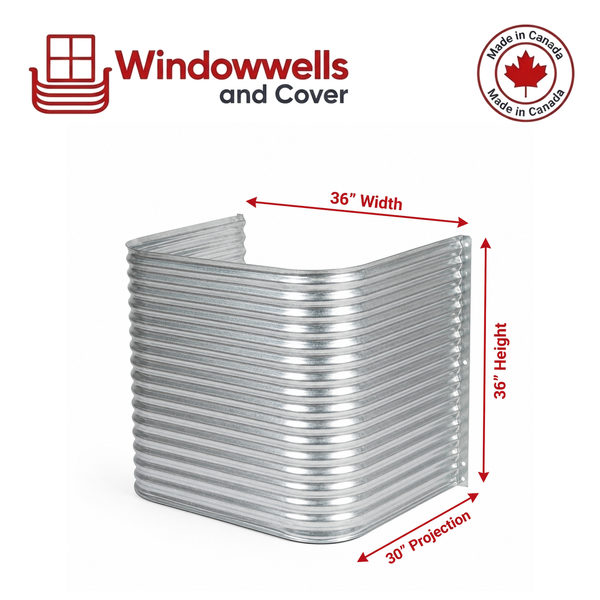 36″ W × 30″ P × 36″ H Galvanized Steel Window Well