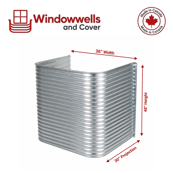 36″ W × 30″ P × 48″ H Galvanized Steel Window Well
