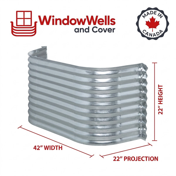 42″ W × 22″ P × 22″ H Galvanized Steel Window Well