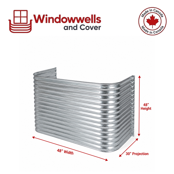 48″ W × 30″ P × 48″ H Galvanized Steel Window Well
