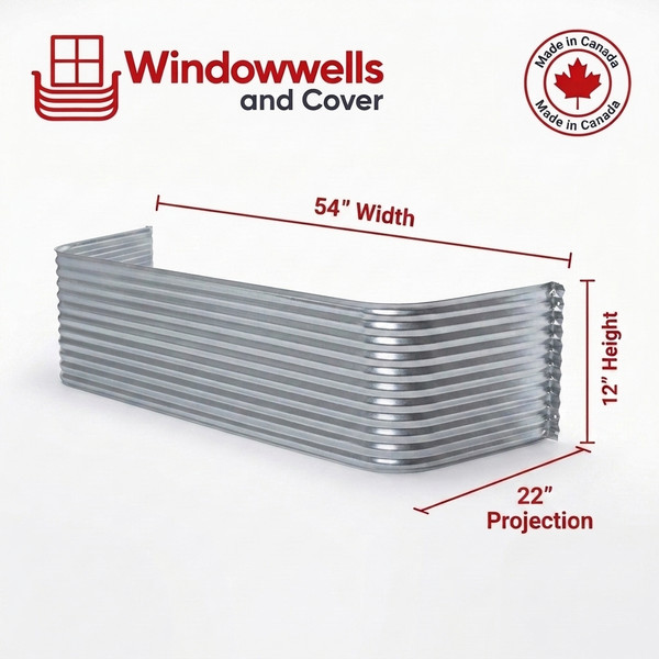 54″ W × 22″ P × 12″ H Galvanized Steel Window Well