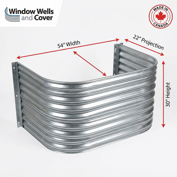 54″ W × 22″ P × 30″ H Galvanized Steel Window Well